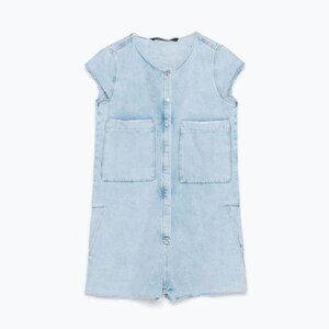 Zara Denim Shorts Romper